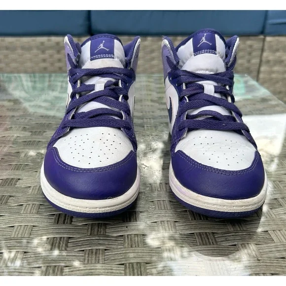 Nike Air Jordan 1 Mid GS “Purple Venom / Fierce Purple”– Youth Size 3Y - Picture 5 of 7
